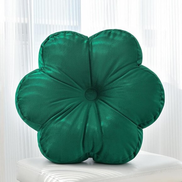 Other - NEW  Flower Shaped Pillow with Velvet for Couch (15 Inches, Dark Green)
